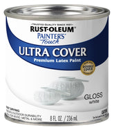 Painter's Touch Ultra Cover 1992730 Enamel Paint, Water Base, Gloss Sheen, White, 0.5 pt, Can, 120 sq-ft Coverage Area